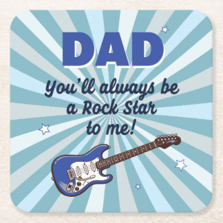 Posavasos Cuadrado De Papel Papá Guitarra Eléctrica Estrella de Rock Cool Azul