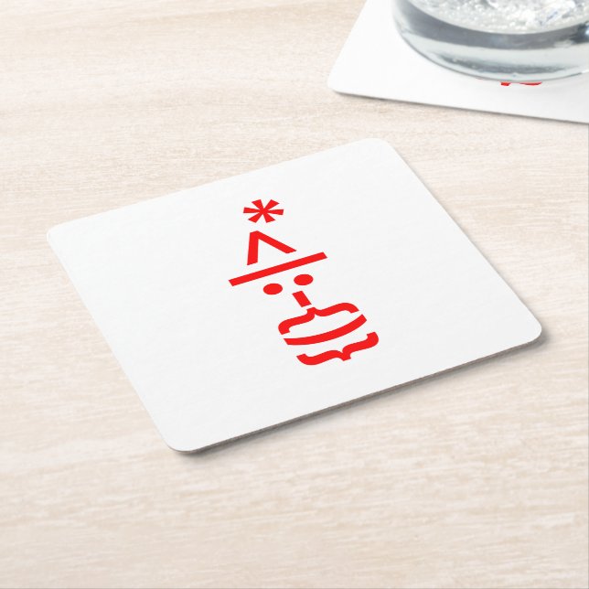 Posavasos Cuadrado De Papel Papá Noel con emoticonos de Navidades barba (En perspectiva)