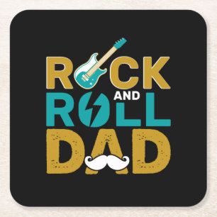 Posavasos Cuadrado De Papel Papá Regalos Rock And Roll Dad