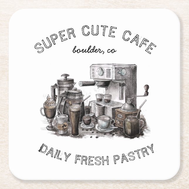 Posavasos Cuadrado De Papel Papel (Anverso)