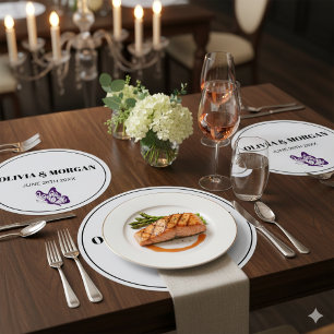 Posavasos Cuadrado De Papel Papel clásico de ensayo de boda con letra elegante