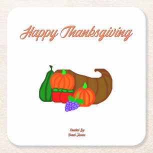 Posavasos Cuadrado De Papel Papel Coaster de Thankings Cornucopia