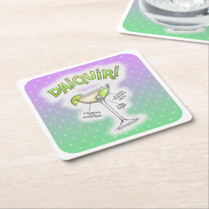 POSAVASOS CUADRADO DE PAPEL PAPEL COASTERS - RECETA DE DAIQUIRI CÓCTEL ART
