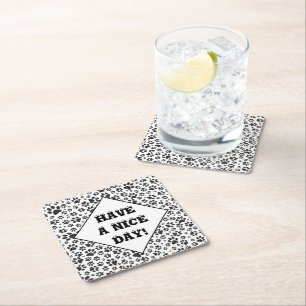Posavasos Cuadrado De Papel Papel cuadrado de puntos de polka blanco y negro