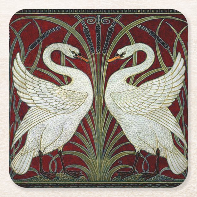 Posavasos Cuadrado De Papel Papel de cartón bebe estilo Art Nouveau de montaña (Anverso)