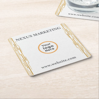 Posavasos Cuadrado De Papel Papel de logotipo corporativo de oro blanco Art De