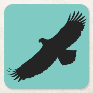Posavasos Cuadrado De Papel Papel de montaña rusa con águila voladora tu color