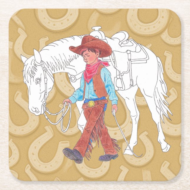 Posavasos Cuadrado De Papel Papel de vaca (Anverso)