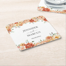 Posavasos Cuadrado De Papel Papel Elegante de Boda Floral para Posavasos