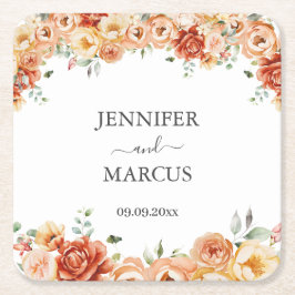 Posavasos Cuadrado De Papel Papel Elegante de Boda Floral para Posavasos