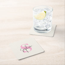 Papel Elegante de Monograma Pastel para Posavasos