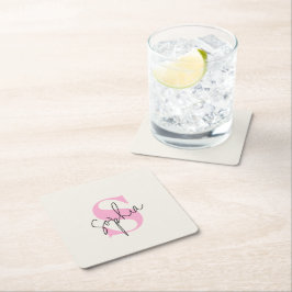Posavasos Cuadrado De Papel Papel Elegante de Monograma Pastel para Posavasos