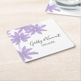 Posavasos Cuadrado De Papel Papel esparadisíaco cuadrado Boda Purple Daisies