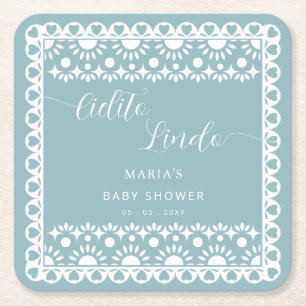 Posavasos Cuadrado De Papel Papel mexicano Picado Cielito Lindo Baby Shower