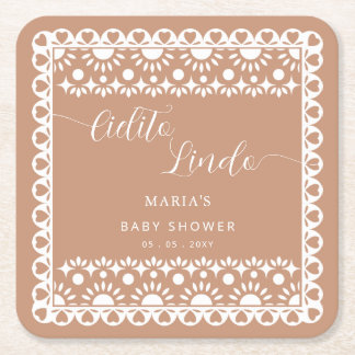 Posavasos Cuadrado De Papel Papel mexicano PicadoCielito Lindo Baby Shower