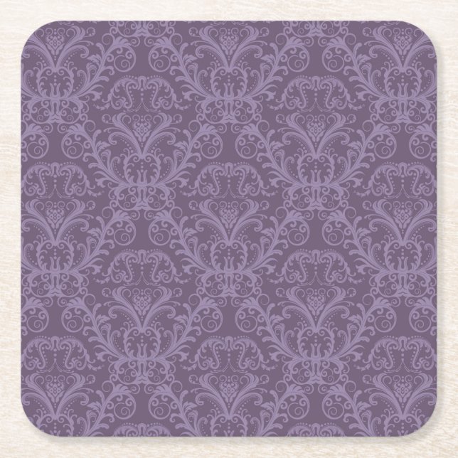 Posavasos Cuadrado De Papel Papel morado floral 2 (Anverso)