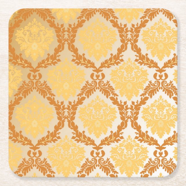Posavasos Cuadrado De Papel Papel pintado 5 del damasco (Anverso)