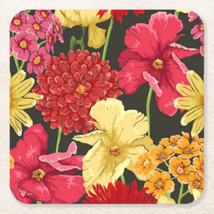 Posavasos Cuadrado De Papel Papel pintado floral en estilo de la acuarela