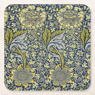 Posavasos Cuadrado De Papel Papel pintado floral William Morris Kennet Azul Do