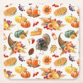 Posavasos Cuadrado De Papel Papel tradicional de Acción de Gracias