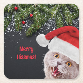 Posavasos Cuadrado De Papel Paper Coaster, Merry Hissmas 