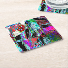 Posavasos Cuadrado De Papel Paper Coaster – Neon Pulse