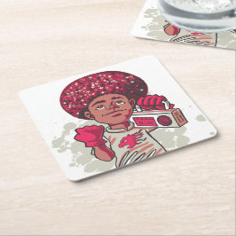 Posavasos Cuadrado De Papel Paper Coaster – YOUTH Power Afro & Boombox Urban