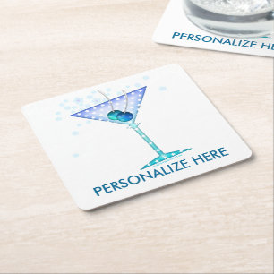 POSAVASOS CUADRADO DE PAPEL PAPER COASTERS - MARTINI AZUL