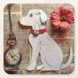 Posavasos Cuadrado De Papel Paper Dog Coaster