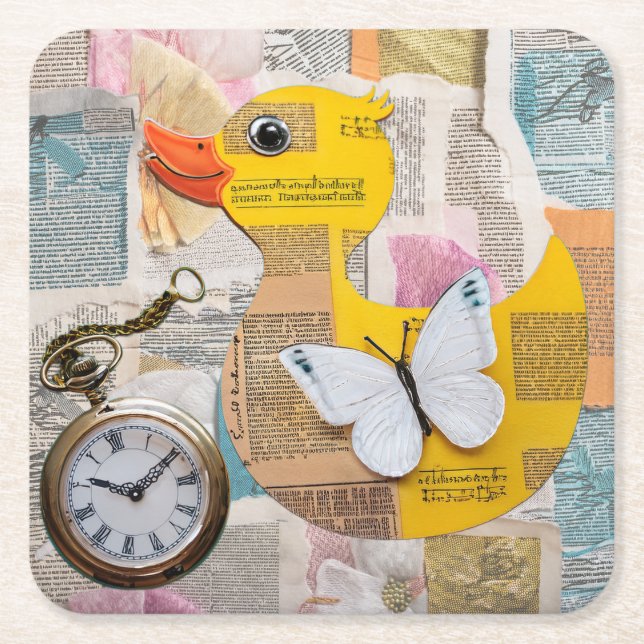 Posavasos Cuadrado De Papel Paper Duck Coaster (Anverso)