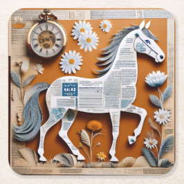 Posavasos Cuadrado De Papel paper horse coaster