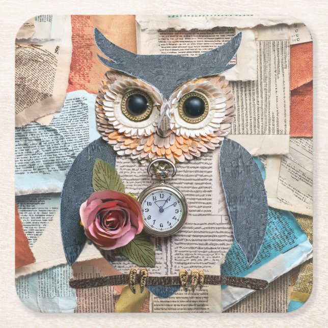 Posavasos Cuadrado De Papel Paper Owl Coaster (Anverso)