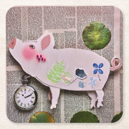 Posavasos Cuadrado De Papel Paper Pig Coaster