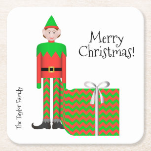 Posavasos Cuadrado De Papel Paquete de navidades Elf Square Coaster - Chevron