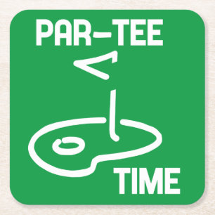 Posavasos Cuadrado De Papel Par-Tee Time White