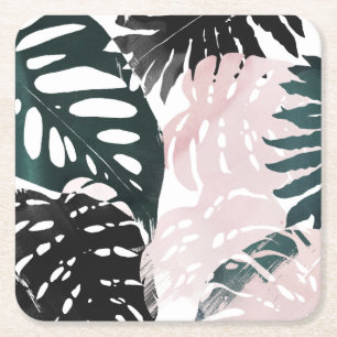 Posavasos Cuadrado De Papel Paradise Palm Fronds