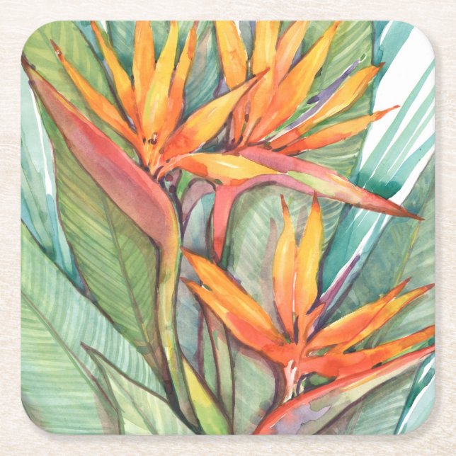 Posavasos Cuadrado De Papel Paraíso botánico tropical II (Anverso)