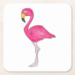 Posavasos Cuadrado De Papel Paraíso de Isla Tropical Pájaro Flamingo De Color 