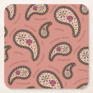 Posavasos Cuadrado De Papel Paramecia Paisley Personalizable Biology Mauve