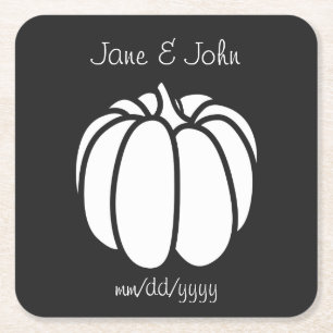 Posavasos Cuadrado De Papel Parche de calabaza en papel negro