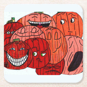 POSAVASOS CUADRADO DE PAPEL PARCHE DE CALABAZAS DE HALLOWEEN 