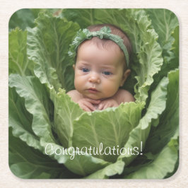 Posavasos Cuadrado De Papel Parche de repollo bebé