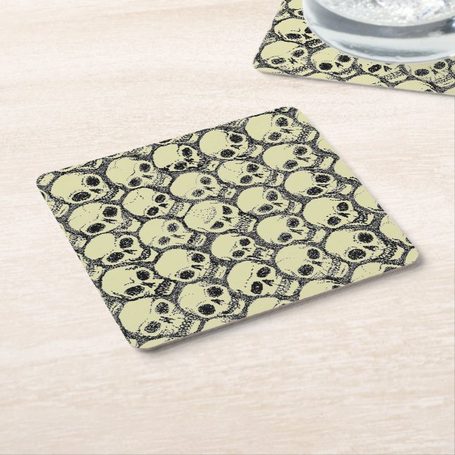 Posavasos Cuadrado De Papel Pared o'Skulls (En perspectiva)