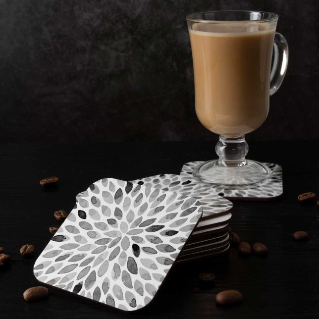 Posavasos Cuadrado De Papel Paredes de brocha acuarela - blanco y negro (Subido por el creador)