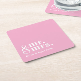 Posavasos Cuadrado De Papel Pareja casada Personalizable Títulos Boda Pareja