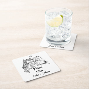 Posavasos Cuadrado De Papel Pareja de emparejamiento perfecto personalizado