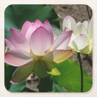 Posavasos Cuadrado De Papel Pareja de flores de Lotus I