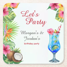 Parejas Tropicales de Verano Amigo Cumpleaños Conj