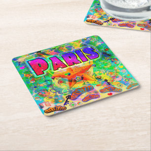 Posavasos Cuadrado De Papel París Epoch Hour Coaster