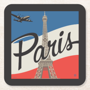 Posavasos Cuadrado De Papel París Francia   Torre Eiffel